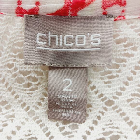 Kimono Vest Chico Beige Red Yellow Lace Sheer Whimsycore Boho Fairycore Size L - Picture 12 of 12